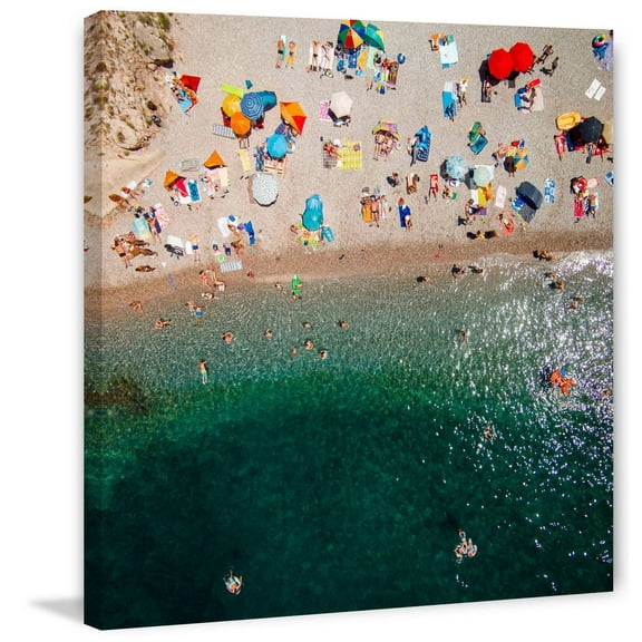 Packed Beach Painting Print on Wrapped Canvas