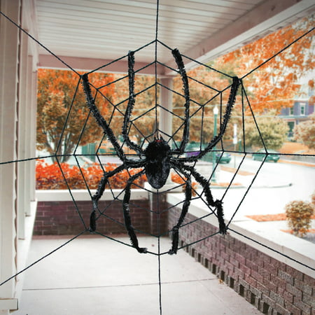 Way to Celebrate Giant Spider in Web Outdoor Halloween Decor, 8 ft
