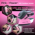 thumbnail image 5 of Pink Power Sandpaper for 20V PP204 Cordless Electric Hand Sander - Detail Sand Paper Hook & Loop P60/P80/P120 Grit Sandpaper Pads for Wood, Furniture, & Wall - Sanding Sheets for Palm Sander, 5 of 5