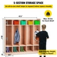 thumbnail image 3 of KFFKFF Rangement pour Vestes, Support de Manteau à Casiers d'École à 5 Compartiments 48x13x48 Pouces, Rangement pour Vestes d'Équipement Éducatif et Porte-Sac, avec 5 Chevilles et Contenants de Rangement, 3 of 9