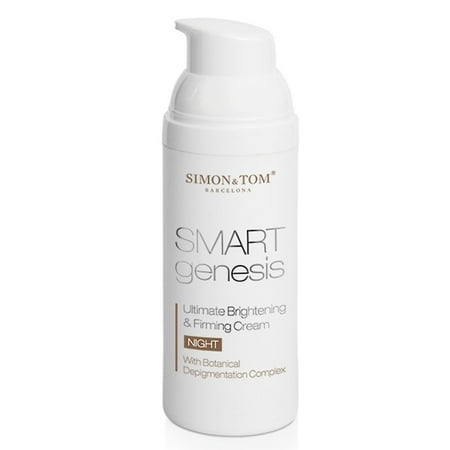 Simon & Tom Smart Genesis Ultimate Brightening & Firming Night Cream with Vitamins A, C & E - Reduces Dark Pigmented Spots on the Face 50ml / 1.67