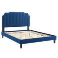 thumbnail image 3 of Platform Bed Frame, Rivet Nailhead, King, Blue Navy, Velvet, Bedroom, Modern Contemporary Boutique HB36739, 3 of 15