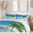thumbnail image 6 of Ambesonne Landscape Duvet Cover Sets, Sea Ocean Palm Trees, 2-Queen, Sky Blue Green and White, 6 of 7
