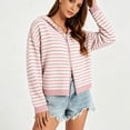 thumbnail image 3 of KICILVS Womens Zip Up Hoodie Striped Sweater Coat Knit Hooded Double Zipper Jacket Trendy Fall Winter Outerwear, 3 of 6
