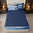 thumbnail image 4 of Erosebridal Modern Oil Painting Zipper Twin Comforter Sets with Fitted Sheet and 2 Pillowcases, Contemporary Abstract Zipper Bedding Set, Blue Gray, Navy Reversible, 4 of 7