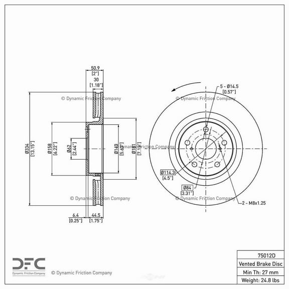 Dynamic 600-75012D DFC Brake Rotor Fits select: 2006-2011 LEXUS GS, 2006-2013 LEXUS IS