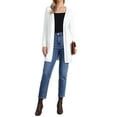 thumbnail image 1 of Suéter largo de cárdigan INSPIRE CHIC para mujer, de manga larga, abierto al frente, ligero, tejido, XS, blanco, 1 of 6