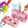 thumbnail image 2 of Limpiador de Pinceles de Mejorado con Bandeja, Soporte y Escurridor para Pinturas Acrílicas y de Acuarela, Color Rosa., 2 of 5