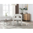 thumbnail image 2 of Guyou Modern Faux Fur Upholstered Dining Chair, Cute Barrel Side Armchair Kitchen Chair with Armrests and Back for Living Room Dining Room Bedroom, White, 2 of 12