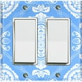 thumbnail image 1 of Metal Light Switch Plate Cover Mandala Blue White Floral Pattern Damask MDL079, 1 of 13