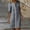 Gray, variant on Womens Cotton Linen Button Down Shirt Dress Casual Half Sleeve Lapel Knee Length Dresses Summer Loose Fit Dress