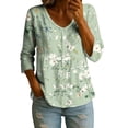 thumbnail image 2 of Axiiglly Linen Tops for Women Floral Print 3/4 Sleeve V Neck Button Down Peplum Summer Blouses, Gifts for Mom, S-2XL, 2 of 5