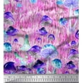 thumbnail image 1 of Soimoi Rayon Crepe Fabric Leaves,Floral & Mushroom Vegetable Print Fabric by the Yard 46 Inch Wide, 1 of 1