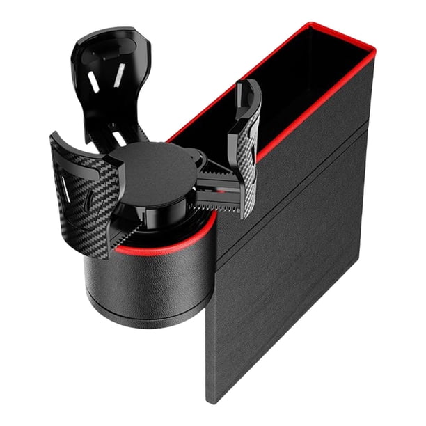Organizador de relleno de asiento para coche con doble portavasos y bolsillo lateral para el asiento delantero. Derecho Negro Rojo