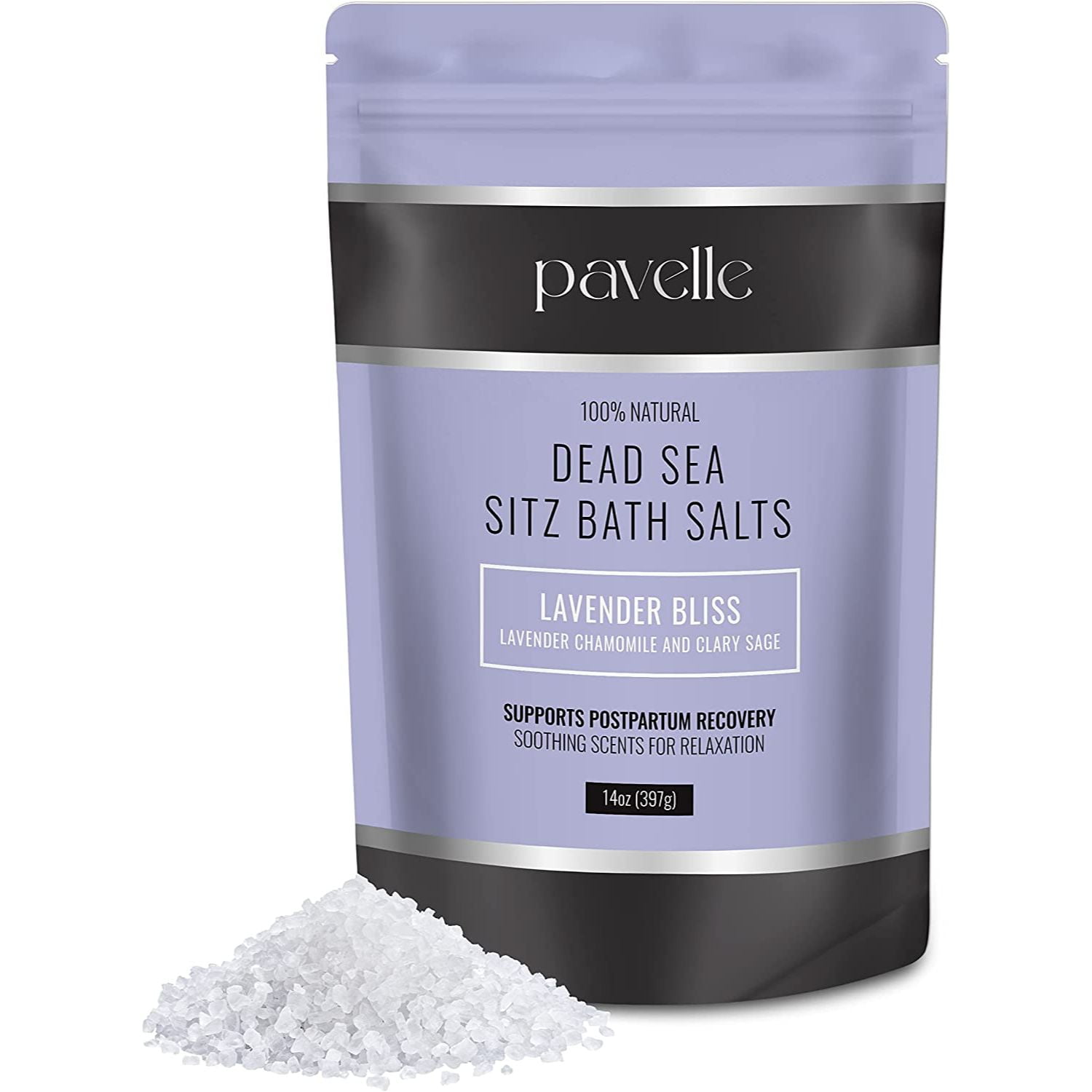 Pavelle Dead Sea Sitz Bath Salts, Soak for Pain Relief Lavender Bliss