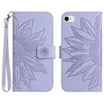 thumbnail image 2 of Feishell Wallet Case for iPhone SE 2022/iPhone SE 2020/iPhone 8/iPhone 7,for Men Women,Sunflower Embossed Pattern PU Leather Flip Cover Magnetic Card Slots Stand Phone Case with Hand Strap,Lightpurple, 2 of 11