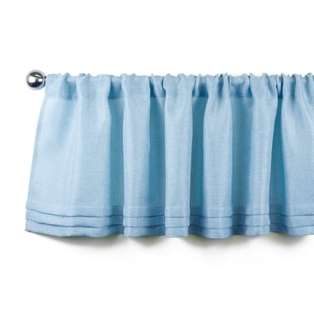 Abc Baby Valance - Aiking Home Semi-Sheer Faux Linen Pleated Valance 56 By 14 Inches, Baby Blue