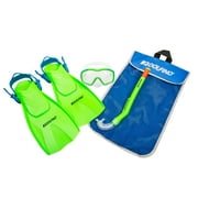 DOLFINO Kids 5-Piece Snorkel Set, Youth Swim Mask, Snorkel, Swim Fins & Dive Bag, Green