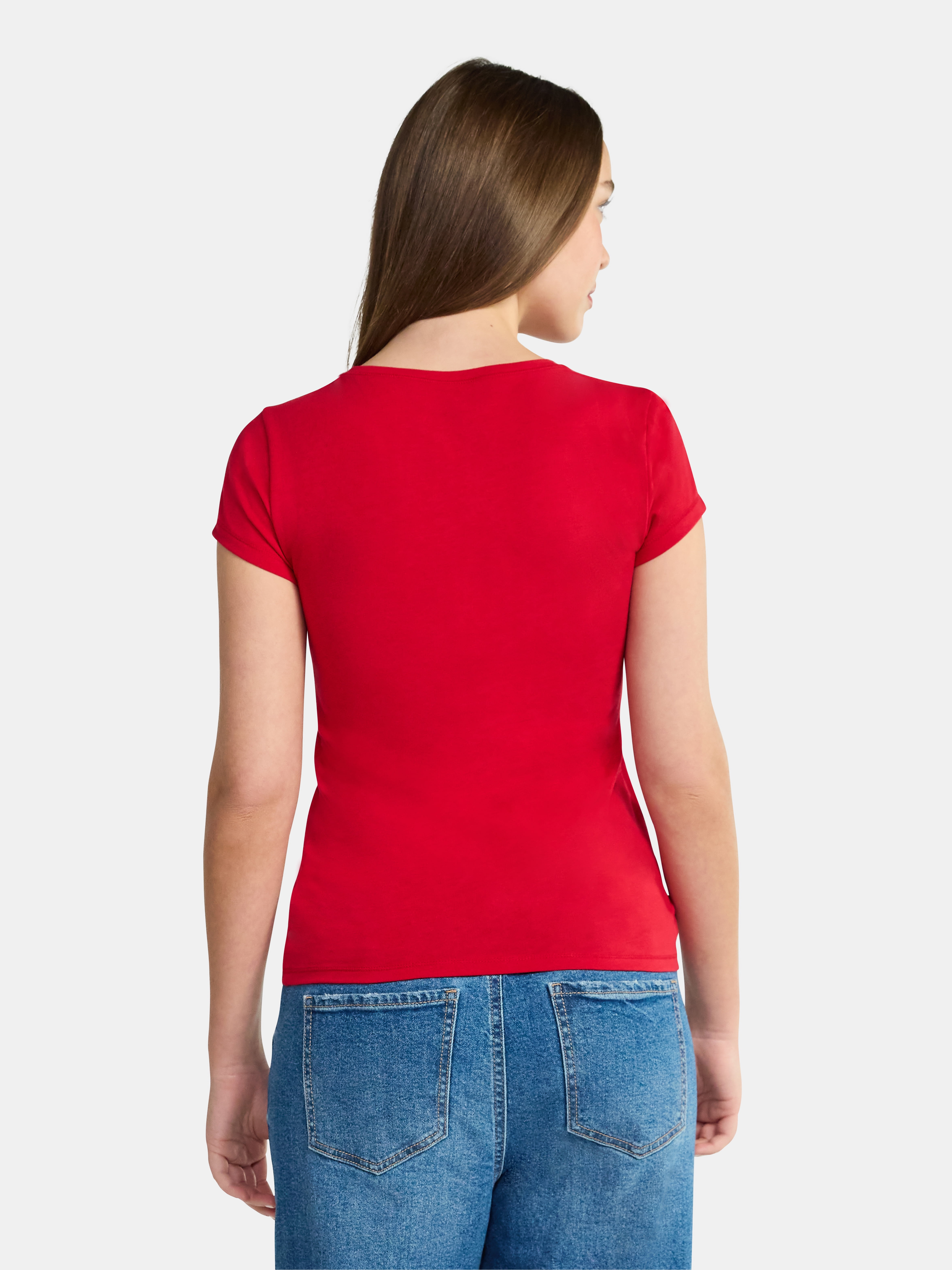 No Boundaries Crew Neck Tee with Short Sleeves, 1 or 3-Pack, Women’s