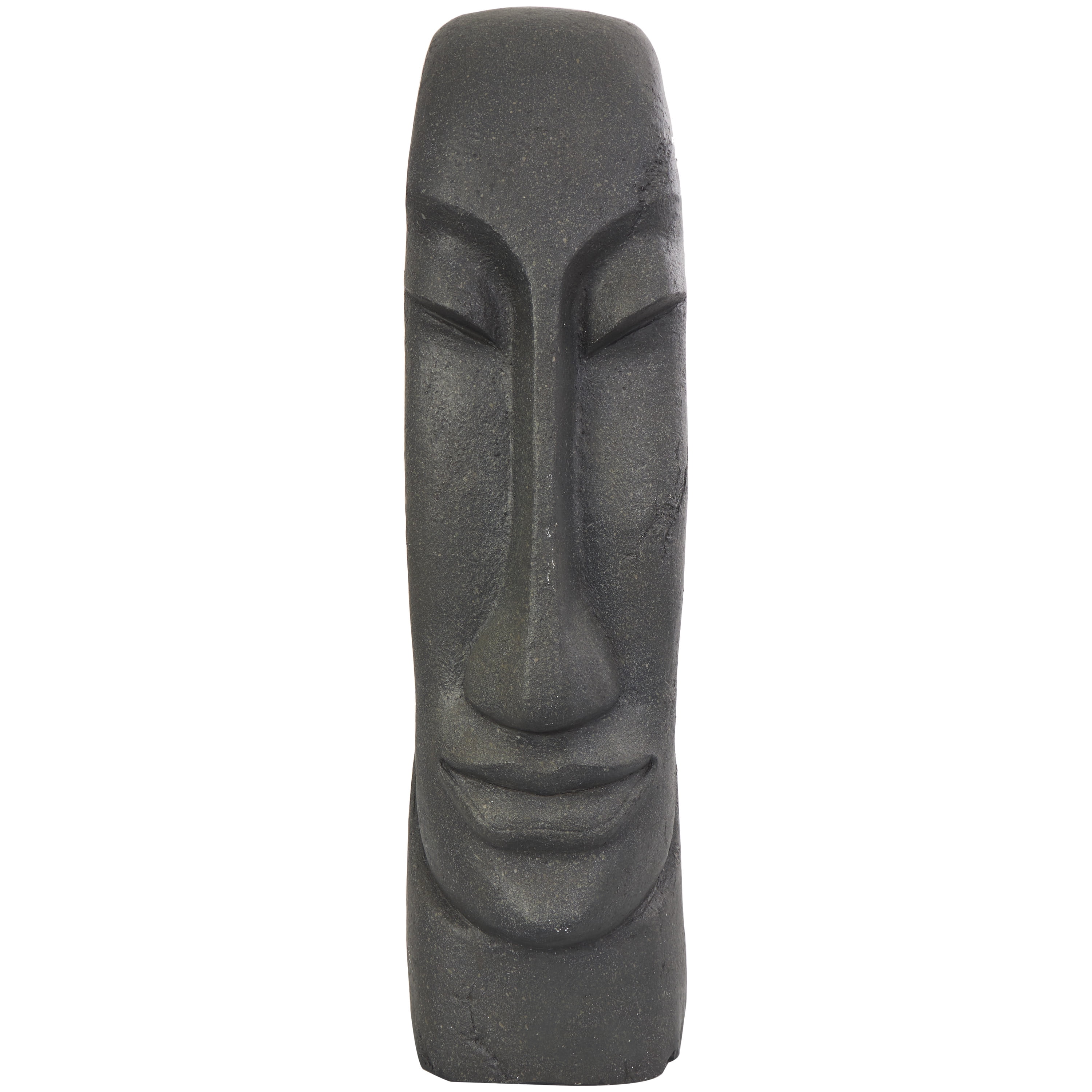 8" x 31" Black Resin Tall Distressed Totem Face Sculpture, by DecMode