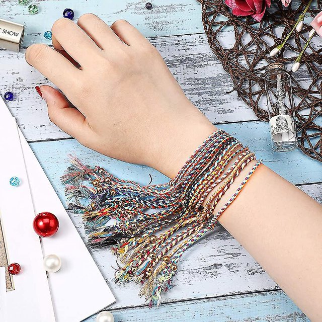 Pulsera trenzada de amistad hecha a mano de 36 piezas con cuentas coloridas ajustables LingWen 8390605775376