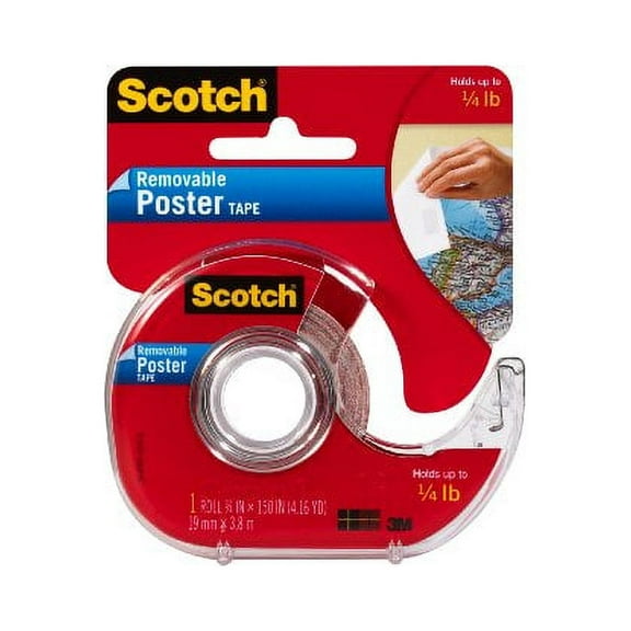 Scotch Removable Double-Sided Easy Clean Poster Tape, Clear, 0.75" x 150"