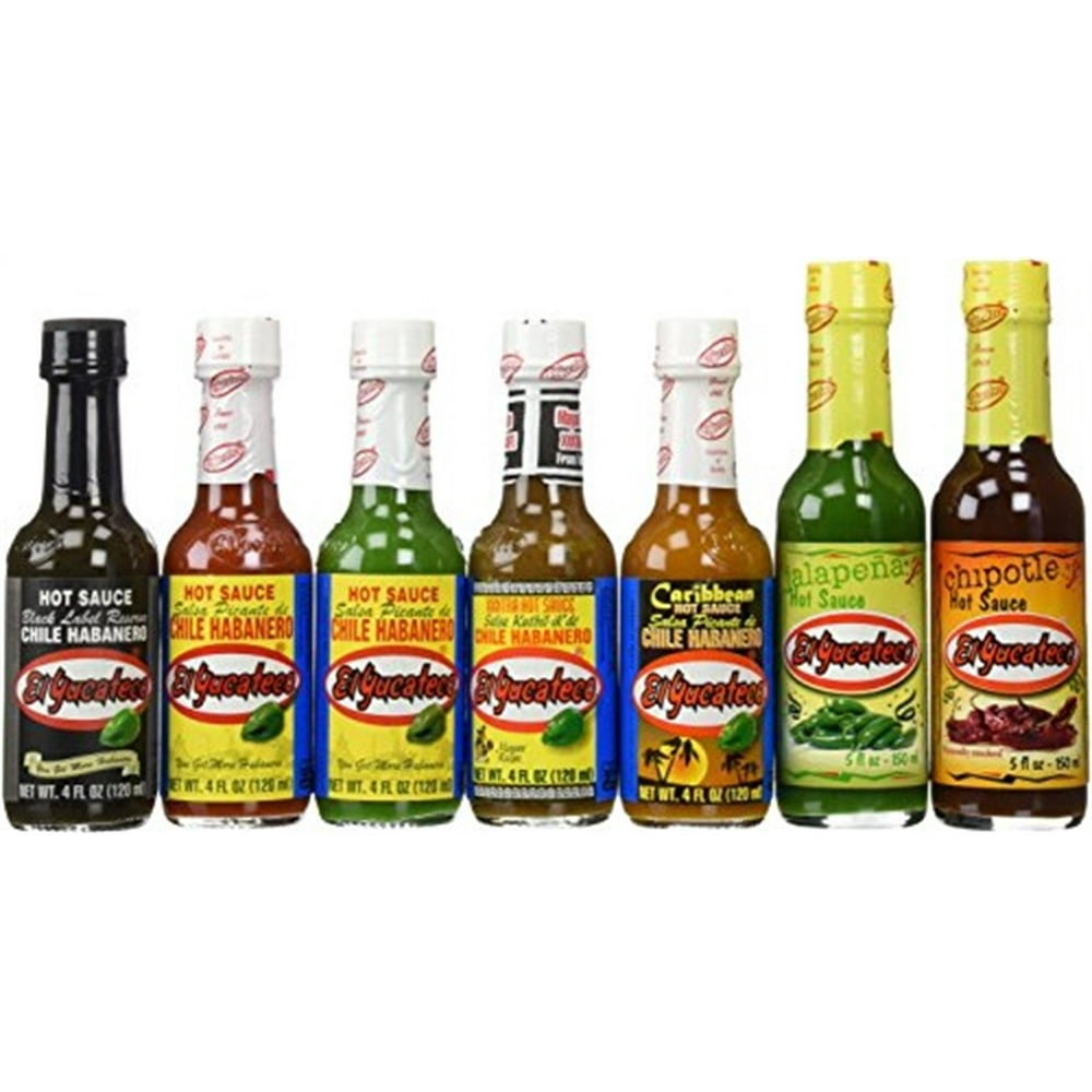 El Yucateco Hot Sauce 6 Variety Pack, Red Habanero 4 Oz, Green Habanero