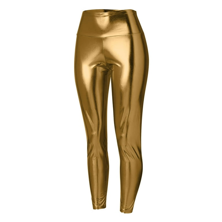 Swimsuit Women Women'S Stretchy Leather Leggings Pants Sexy High Waisted  Tights Yoga Pants Pencil Pants Tight Pants Womens Swimsuits Polyester Gold L