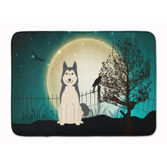 Halloween Scary West Siberian Laika Spitz Machine Washable Memory Foam Mat
