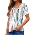 thumbnail image 4 of UVN Blouses for Women Summer Short Sleeve V Neck Button Shirts Dressy Casual Business Tunic Tops, 4 of 9