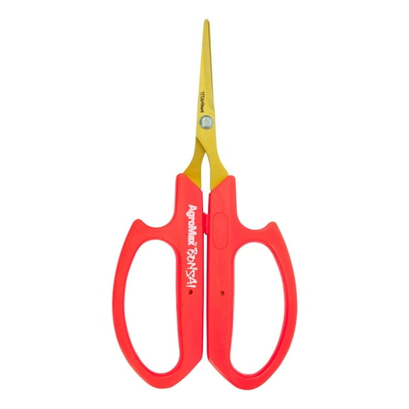 AgroMax Titanium Bonsai Trimmer Titanium-Coated Stainless Steel Scissors for Flower Trimming (6" Blade)
