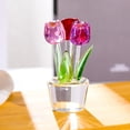 thumbnail image 4 of Figura de tulipán de cristal sintético coleccionable, adorno de flor de tulipán transparente, ramo de flores de cristal, regalo para cumpleaños, mujeres, novias y esposas., 4 of 8