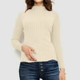 thumbnail image 2 of JJHGVB Thermal Turtleneck Long Sleeve Sweaters for Women Fitted Shirts for Women Knit Sweater for Women Womens Winter Sweater Womens Fashion Sweaters for Women Trendy Beige L, 2 of 5