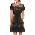 thumbnail image 1 of Disketp Lake Meditating Elephant para Vestido de Manga Corta para Mujeres, Vestidos de Verano para Mujeres, Casual y Holgado para la Playa, 1 of 6