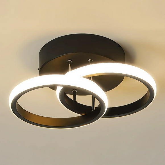 Lámpara Decorativa LED Lo Necesito Haros | Modelo BL-18W Negro, Luz Cálida, Diseño de Anillos Superpuestos, 1 Pieza