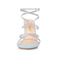 thumbnail image 6 of BLISSFUL STEP Women's Rhiness Strappy Stiletto Heels Sandals Sky Blue 8.5, 6 of 8