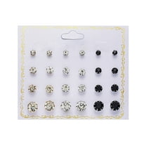 Jewelry VerPetridure New Paper Card Zircon Earrings All-match 12 Pairs Of Pearl Card Earrings Female