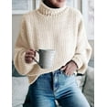 thumbnail image 2 of Women's Turtleneck Batwing Sleeve Loose Oversized Chunky Knitted Pullover Sweater Jumper Tops, 2 of 7