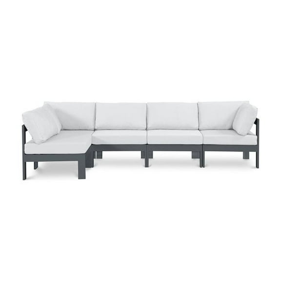 Meridian Furniture Nizuc White Water Resistant Fabric Outdoor Patio Modular Sectional