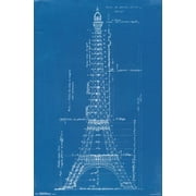 Trends International Eiffel Tower Blueprints Wall Poster 22.375" x 34"