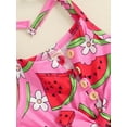 thumbnail image 6 of Musuos Little Girl Summer Jumpsuit 1-5 Years Sleeveless Tie Strap Watermelon Print Romper Shorts with Belted Toddler Playsuit, 6 of 9