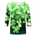 thumbnail image 5 of St Patricks Day Shirt, Women's 3/4 Sleeve Top, Crewneck Tee Shirts Blouse Women's Casual St. Patrick's Day Print Blouses Round Neck Three Quarter Sleeve T-Shirt Tops, 5 of 5