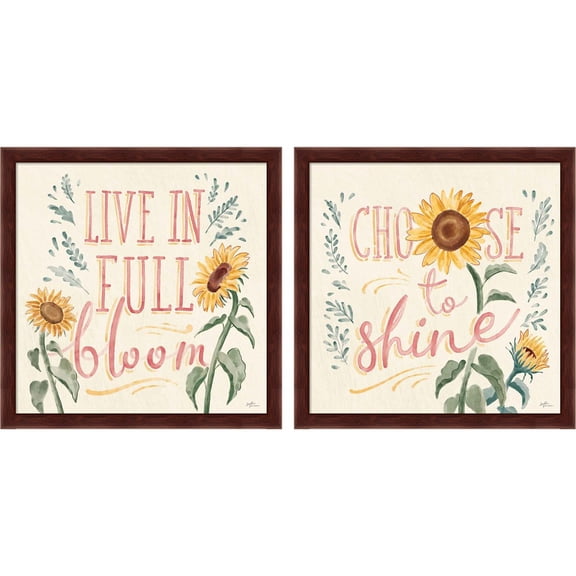 Great Art Now Sunflower Season Bright C by Janelle Penner, 2 Piece Framed Art Set Each 13.25"W x 13.25"H