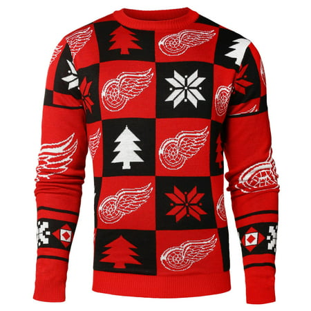 Men's Detroit Red Wings Klew Red Patches Ugly Sweater