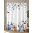 thumbnail image 4 of Fsddascl Thanksgiving Fall Shower Curtain Set - Extra Long 72" x 96" Washable Bathtub Curtain with 12 Hooks, Blue White Pumpkin Eucalyptus Autumn Waterproof Fabric Stall Shower Curtains for Bathroom, 4 of 6