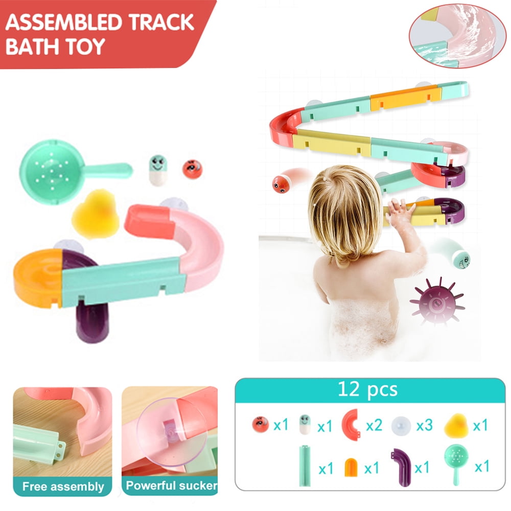 HAOAN Kids Bath Toy Water Balls Tracks, DIY Waterfall Tubes Tub Toys with Suction Wheels Gift for Boys Girls