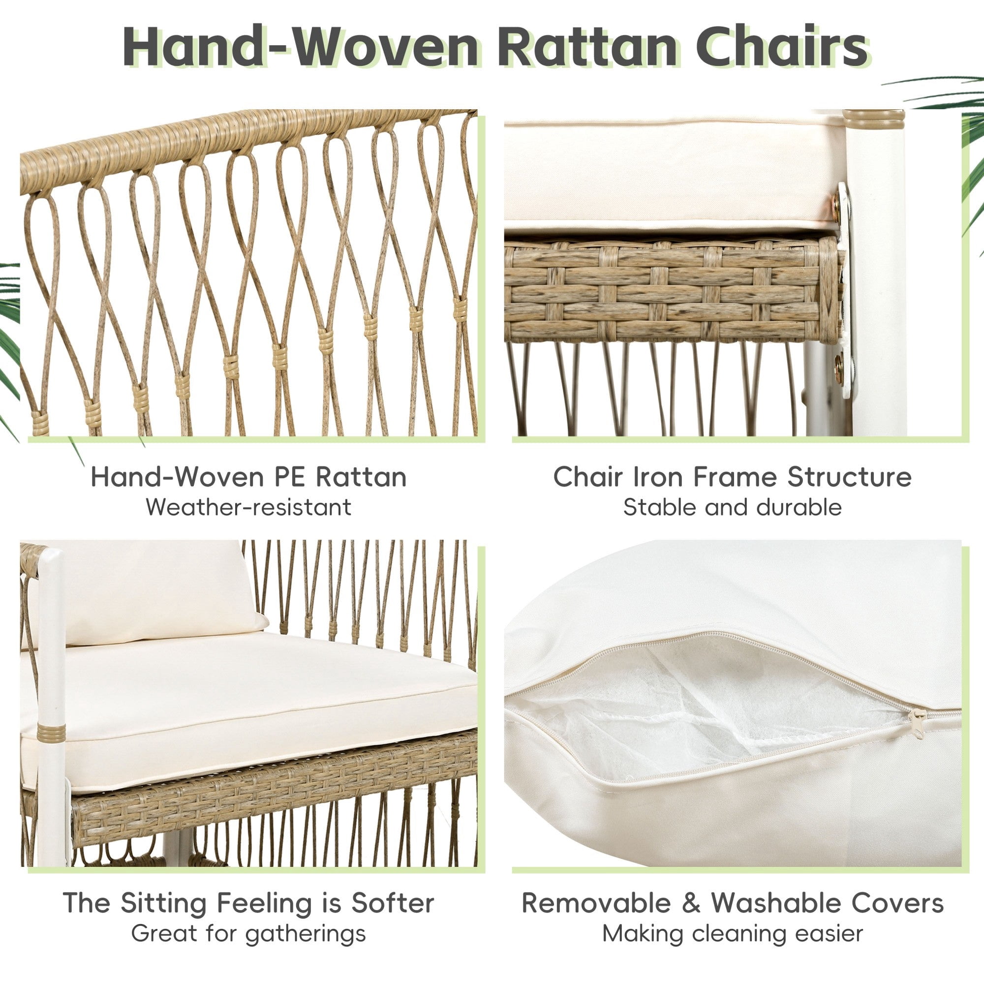 Sailvan Patio Dining Set of 7with 67" Acacia Wood Table and Rattan Armchairs,Weather-Resistant Outdoor Furniture for Garden & Poolside Natural