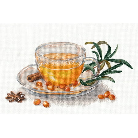 UPC: 4680021533389 | Seabuckthorn Tea 1454 Counted Cross Stitch Kit