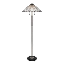 Kio 61 Inch Floor Lamp, Modern Tiffany Style Stained Glass, Silver Metal