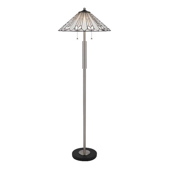 Kio 61 Inch Floor Lamp, Modern Tiffany Style Stained Glass, Silver Metal